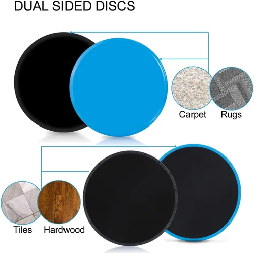 Vista 4 de Discos deslizantes deslizantes de núcleo, deslizadores de ejercicio, paquete de 4 deslizadores dobles para alfombras, suelos duros, Core Fitness