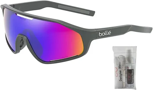 Vista 2 de bollé Shifter - Lentes de sol rectangulares para hombre y mujer + paquete con kit de gafas de diseñador iWear