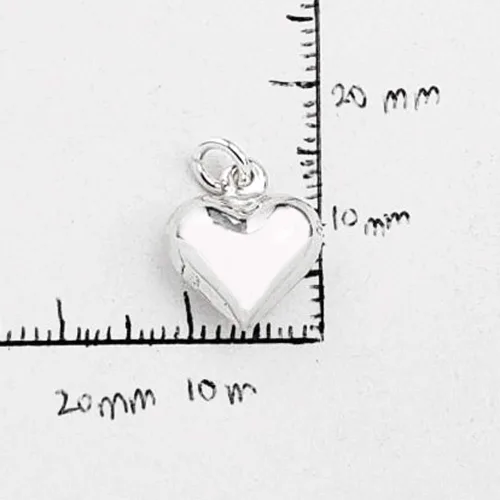 Vista 6 de Collar con dije de corazón 3D de plata de ley, 18 pulgadas