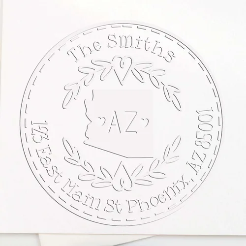 Vista 289 de Alabama State Wreath - Sello de sello de dirección personalizado para invitaciones de fiesta, tarjetas de vacaciones y decoración del hogar Sello