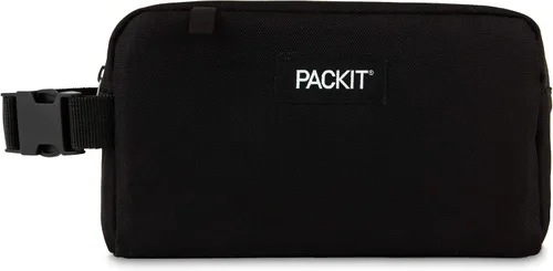 Vista 7 de PackIt Bolsa de almuerzo congelable a rayas grises con cierre de cremallera, 8 pulgadas y caja de aperitivos congelable, color negro