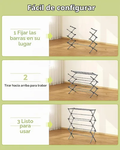 Vista 6 de APEXCHASER Estante de Secado de Ropa, Perchero Plegable para Ropa, Estante de Secado de Lavandería Expandible, Pequeño Perchero para Ropa de Bebé