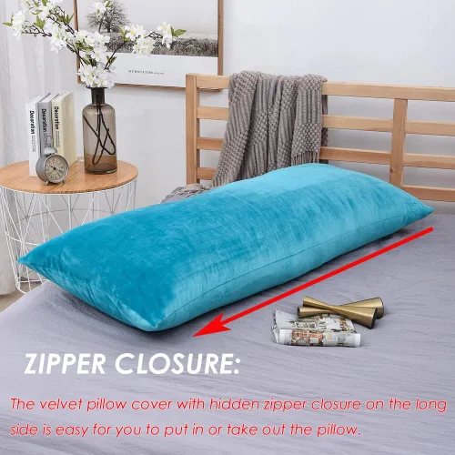Vista 2 de TAOSON Cozy Luxury - Funda de almohada larga suave de 20 x 54 pulgadas, funda de almohada de terciopelo con cremallera, funda de cojín