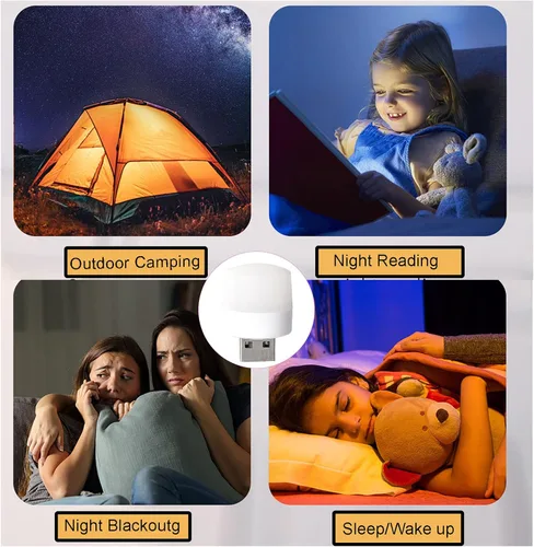 Vista 4 de Sokelinn-six Lámpara de enchufe USB, mini luz LED de noche de protección ocular, paquete de 7 luces decorativas
