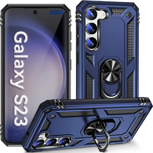 Vista 17 de ADDIT Funda S23 para Samsung Galaxy S23 de 6.1 pulgadas, con anillo de soporte, soporte ajustable, grado militar, protección resistente, a prueba