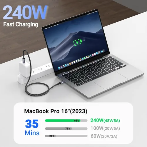 Vista 7 de 80Gbps USB 4.0 for Thunderbolt 4 Cable 6.6FT, 2 Packs, Grey