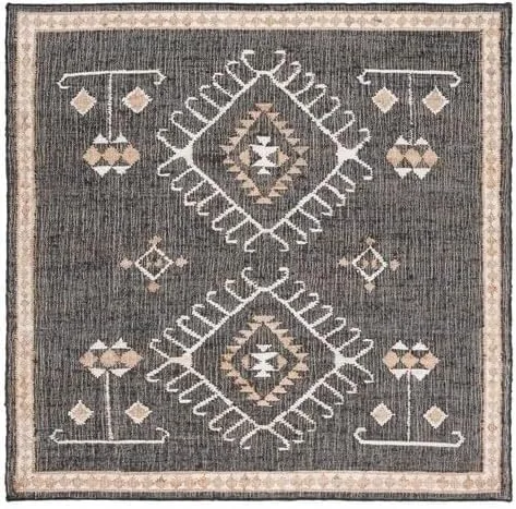 Vista 24 de SAFAVIEH Kilim Collection - Alfombra decorativa de 2 x 3 pies, color negro y marfil, yute de tejido plano hecho a mano, ideal para zonas de alto