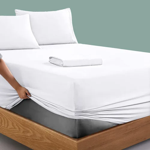 Vista 143 de Manyshofu Juego de sábanas de tamaño individual con bolsillos extra profundos, sábanas y fundas de almohada de 1800 hilos de lujo para hotel, juego