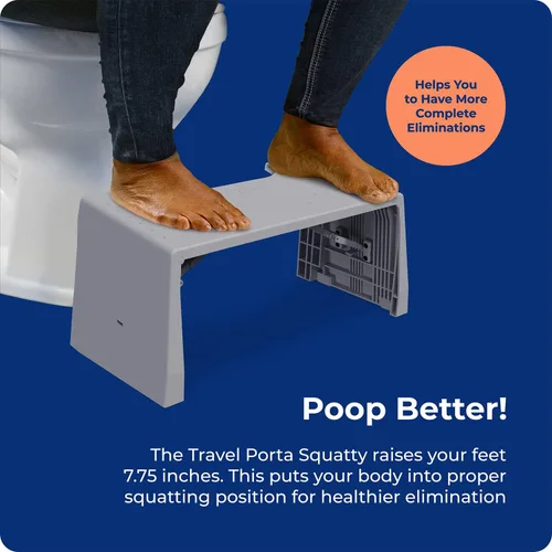 Vista 15 de Squatty Potty Porta Traveler Taburete plegable de inodoro para viajes, 7" de altura, gris Portable Footrest for Squatting, Improved Digestion &