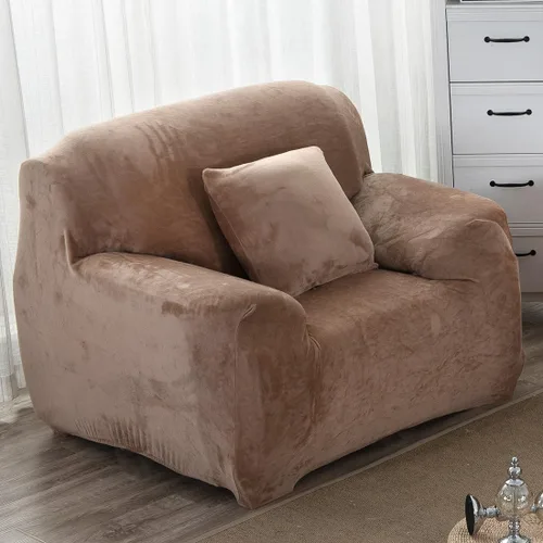 Vista 25 de vctops Funda elástica para sofá de 4 plazas de terciopelo de felpa, 1 pieza, con parte inferior elástica, protector de muebles suave y esponjoso