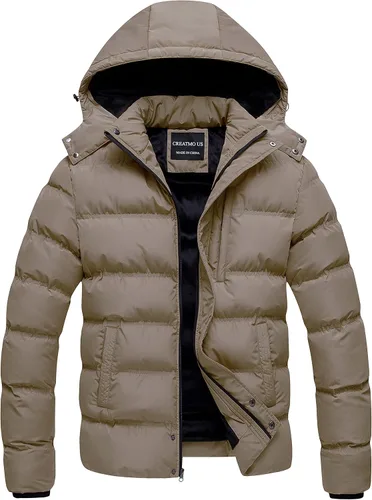 Vista 20 de CREATMO US Chaqueta acolchada para hombre, impermeable, para invierno, abrigo de esquí grueso y cálido