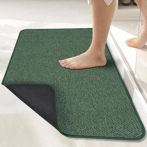 Vista 8 de Tapete de baño ultrafino, con base de goma, antideslizante, secado rápido, lavable a máquina, pelo bajo, absorbente, para ducha exterior, fregadero