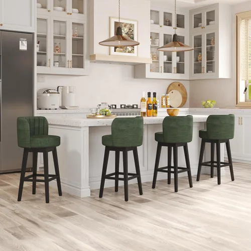 Vista 16 de COCO DESIGN - Juego de 2 taburetes de bar giratorios, 24" de altura del asiento, taburetes de bar de estilo moderno de mediados de siglo