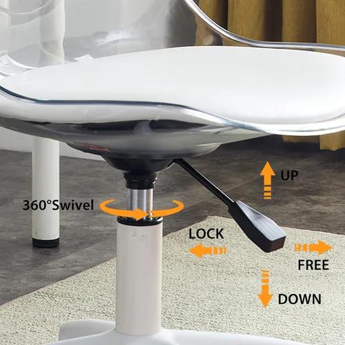 Vista 6 de Silla de plástico, silla giratoria ajustable con respaldo giratorio sin brazos de plástico, silla ergonómica de escritorio para computadora