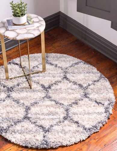 Vista 15 de Unique Loom Hygge Shag Collection - Alfombra de área enrejado (2 pies 2 pulgadas x 3 pies, rectangular, marfil / gris)