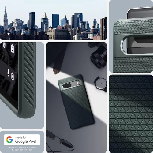 Vista 2 de Spigen Liquid Air diseñado para Pixel 7a Case (2023) [protección de grado militar] - Abyss Green