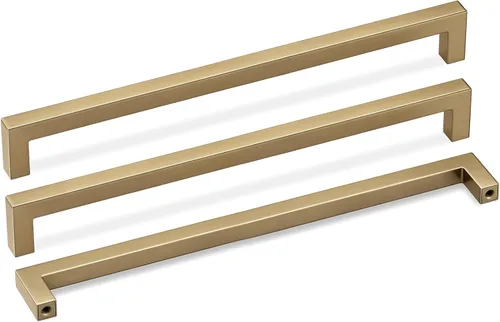 Vista 24 de Goldenwarm Paquete de 10 manijas cuadradas de bronce champán de 3 pulgadas (2.992 in) para armarios de cocina, armarios, aparadores y accesorios