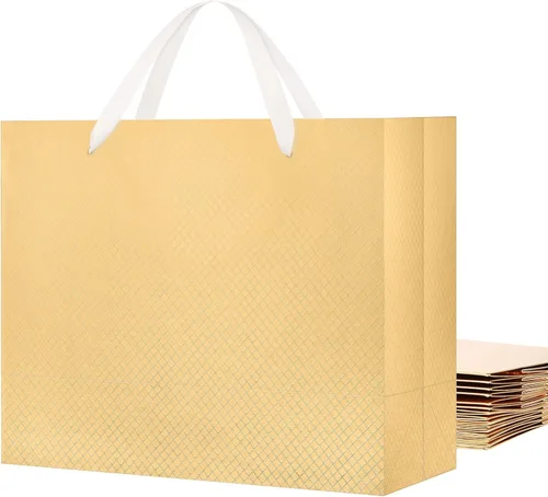 Vista 9 de PACKHOME 10 bolsas de regalo grandes de 14.5 x 5 x 10.5 pulgadas, bolsas de regalo negras de alta calidad con asas para regalar