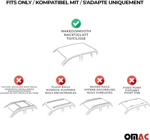 Vista 8 de OMAC Barras transversales de techo para VW Jetta A4 2000-2005 bloqueable 110 libras aluminio negro 2 piezas se adapta a portadores de carga, kayak