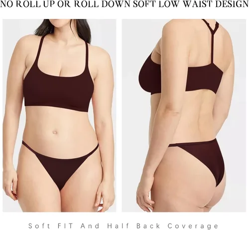 Vista 2 de LEVAO Women's Bikini Panties Cotton Underwear, Plus Size High Cut String Ladies Cheeky Underwear Multipack S-2XL