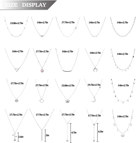 Vista 5 de Honsny 20 piezas de collares de gargantilla chapados en oro de 14 quilates para mujer, conjunto de collares de cadena simple con colgante de moneda