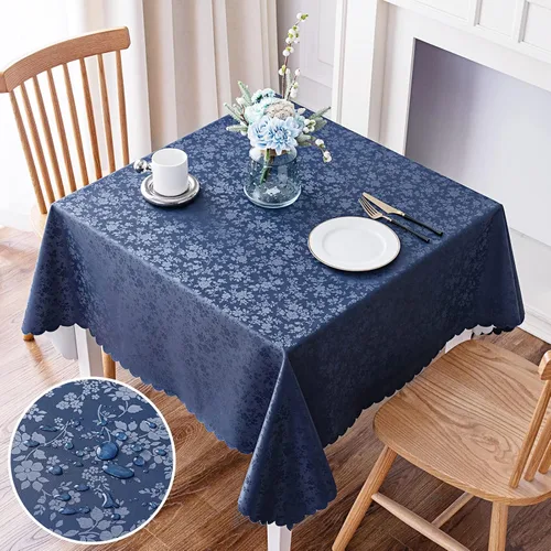 Vista 85 de Smiry Mantel cuadrado, mantel de vinilo resistente al agua, lavable, para cocina y comedor (azul bebé, 54 x 54 pulgadas)