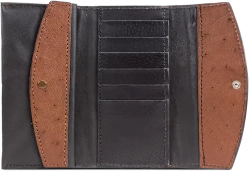 Vista 2 de Cartera de mano de piel auténtica de avestruz hecha a mano