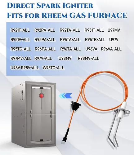 Vista 2 de 62-24141-05 Encendedor de chispa directa, quemador de horno, sensor de llama encendedor sensor sensor varilla reemplazo compatible con Rheem R96VA