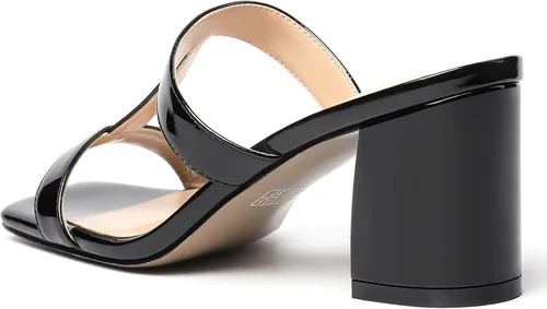 Vista 7 de SHOWFOREST Women's Square Toe Patent Slip On Casual Chunky Mid Heel Heeled Sandals 2.5 Inch