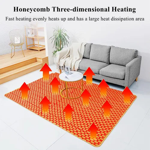Vista 2 de Electric Carpet Area Rug, Heated Floor Mat, Electric Infrared Space Heater w/Heating Modes & Timer, Foot Heater Pad for Office and