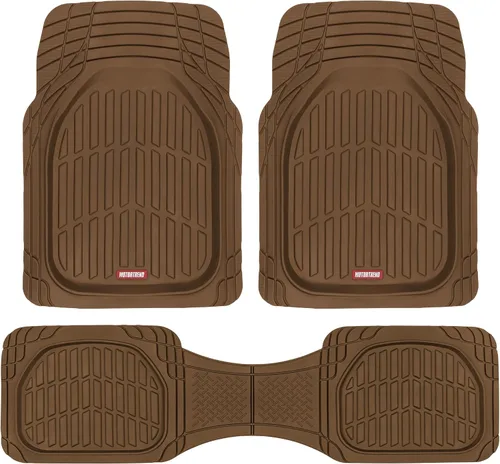 Vista 9 de Motor Trend -2 alfombrillas delanteras para el piso del automóvil- Forros de contorno FlexTough negros - Alfombrillas de goma resistentes