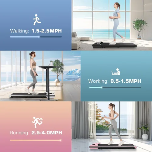 Vista 6 de ANCHEER Walking Pad 3.0HP Under Desk Treadmill 300lbs Weight Capacity with Remote Control, Compact Electric Treadmills for Home/Gym/Office with LED