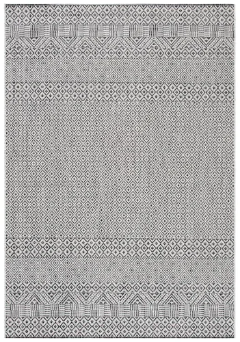 Vista 10 de SAFAVIEH Alfombra lavable al aire libre, colección Courtyard - 2'3" x 5', gris y negro, no desprende pelusa y fácil limpieza, ideal para patio