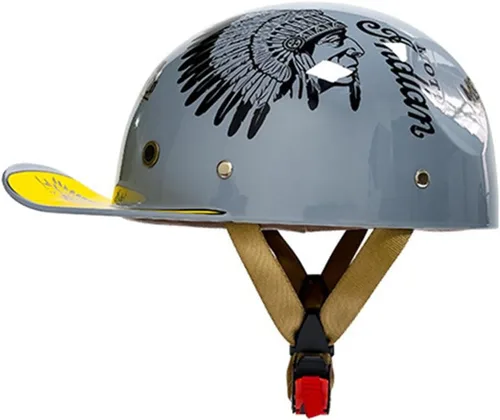 Vista 14 de Gorra de béisbol ligera, medio casco para adultos, aprobado por DOT, para hombres y mujeres, casco retro de 3/4 de cara abierta, diseño fresco