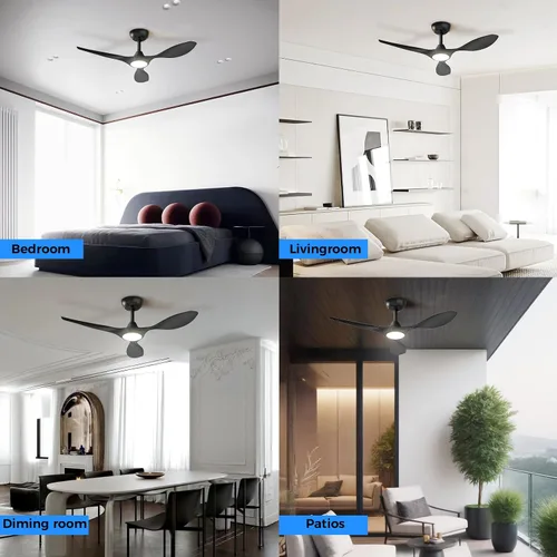 Vista 9 de Roomratv Ventiladores de techo con luces y control remoto, motor CC reversible silencioso y silencioso, 6 velocidades, temporizadores, 3 CCT, uso