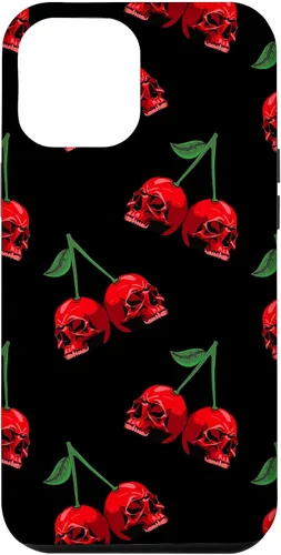 Vista 26 de Cute Cherry Skull Pattern Red Scary Skulls Black Background Case for iPhone 17