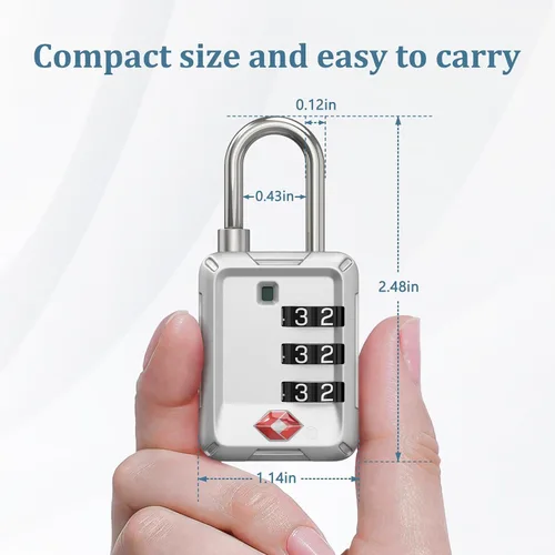 Vista 6 de Joyway Cerraduras de equipaje aprobadas por la TSA, cerradura de viaje con cuerpo de aleación de zinc, alerta abierta, diales de fácil lectura