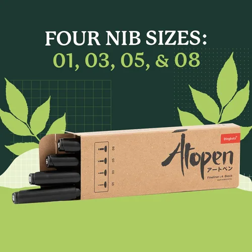 Vista 2 de Dingbats Atopen - Juego de 4 rotuladores de punta fina - 01 03 05 08 Negro