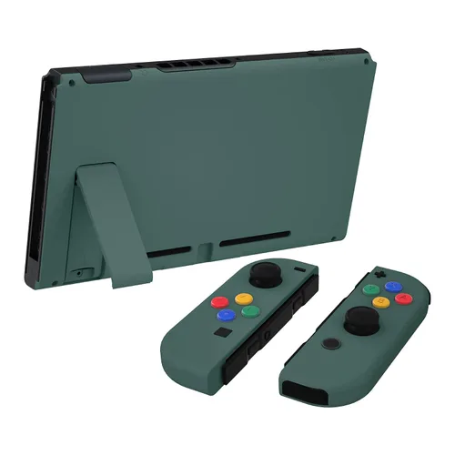 Vista 4 de eXtremeRate Soft Touch Grip Backplate for Nintendo Switch Console, NS Joycon Handheld Controller Housing with Colorful Buttons, DIY Replacement
