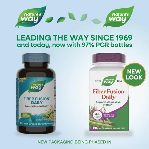 Vista 2 de Nature's Way Fiber Fusion Daily, cápsulas de cáscara de psyllium con salvado de avena, goma guar, pectina, apoyo para la salud digestiva*, veganas