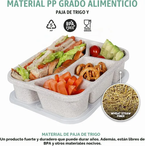 Vista 2 de Contenedores de preparación de comidas de 40 onzas con 4 compartimentos, 8