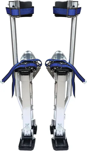 Vista 8 de findmall 18-30 Pulgadas Drywall Stilts Grade Ajustable Aluminio Herramienta Stilt para Pintura o Limpieza - Plata