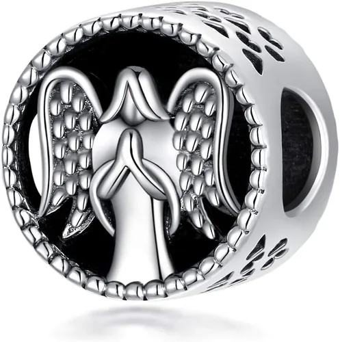 Vista 2 de LONAGO Abalorio de ángel de la guarda personalizado con foto para pulsera, para cualquier familia humana, mascotas, gatos, regalo para mujeres