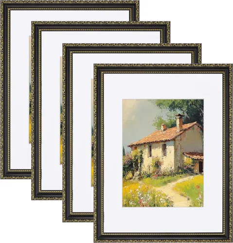 Vista 9 de eletecpro 8x10 Vintage Picture Frame, Glass Cover, Gold, 4-Pack Dorado