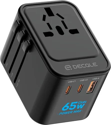 Vista 26 de Adaptador de viaje universal, adaptador de enchufe de viaje internacional con 2 puertos USB-C y 2 puertos USB-A, con toma de corriente AC adicional
