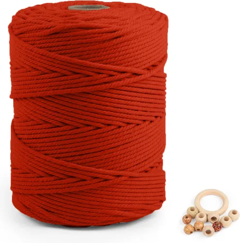 Vista 28 de ZUEXT Cordón de algodón para macramé de 4 mm x 500 m, ZUEXT Cordones trenzados naturales hechos a mano en verde manzana de 4 hebras, cuerda de lana