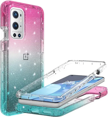 Vista 3 de Funda diseñada para OnePlus 9 PRO con purpurina de cuerpo completo 1+9 Pro, absorción de golpes, antiarañazos, resistente, duradera, protección