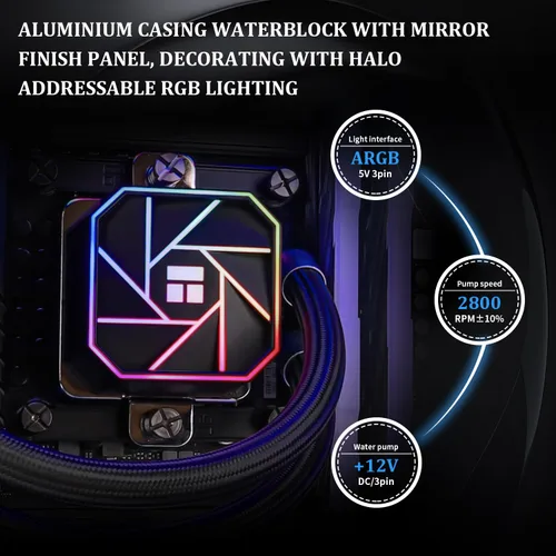 Vista 3 de Thermalright Aqua Elite 240 V3 - Enfriador líquido de CPU, tamaño de fila de enfriamiento de 240, 2 ventiladores PWM de 4.724 in, rodamientos S-FDB