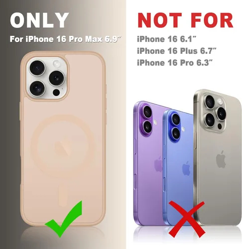 Vista 821 de Funda para Google Pixel 10 Pro XL, cubierta magnética mate, color negro Fit for MagSafe, Screen Protector included, Shockproof Military Grade