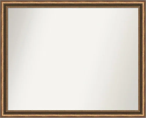 Vista 110 de Amanti Art Espejo de baño de bronce para sobre fregadero, 24 x 24 pulgadas, espejo de tocador cuadrado estrecho de bronce Manhattan, marco de madera